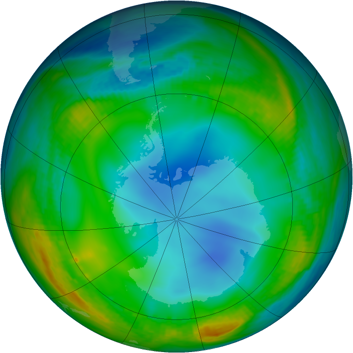 Antarctic ozone map for 25 June 1987